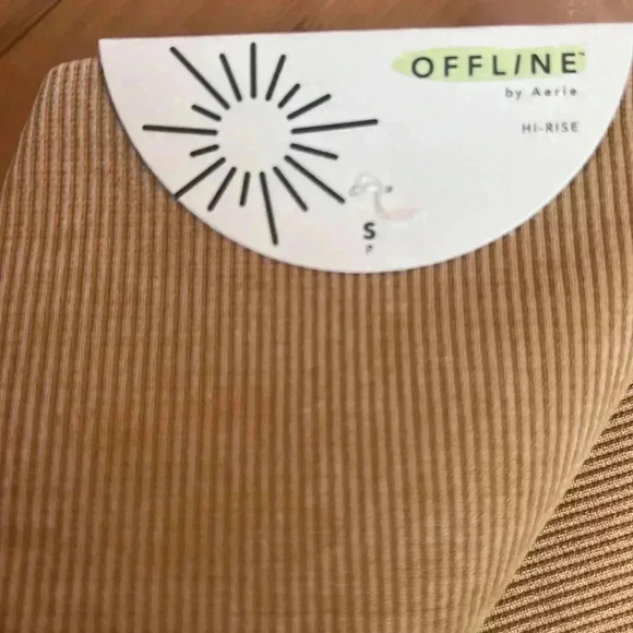 Aerie Offline Ribbed Seamless Leggings Tan 7/8 Length High Rise Size Small - Picture 6 of 6